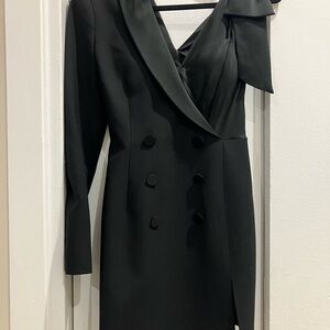 Elegant Black Double-Breasted Mini Dress